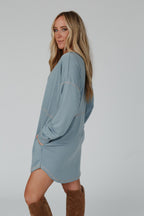 The Nest Meadow Long Sleeve Tunic Dress - Electric Blue