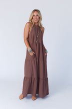 The Nest Scarlett Baby Waffle Tiered Maxi Dress - Mocha