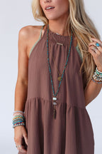 The Nest Scarlett Baby Waffle Tiered Maxi Dress - Mocha