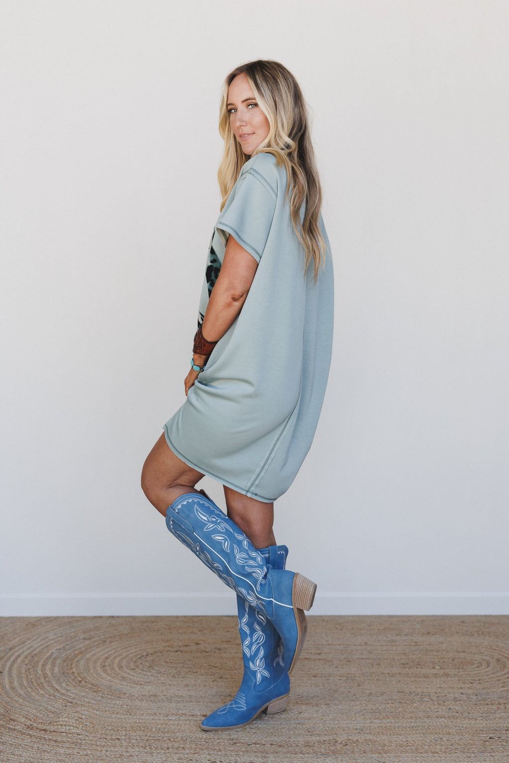 Wild Peace Tee Dress - Sage
