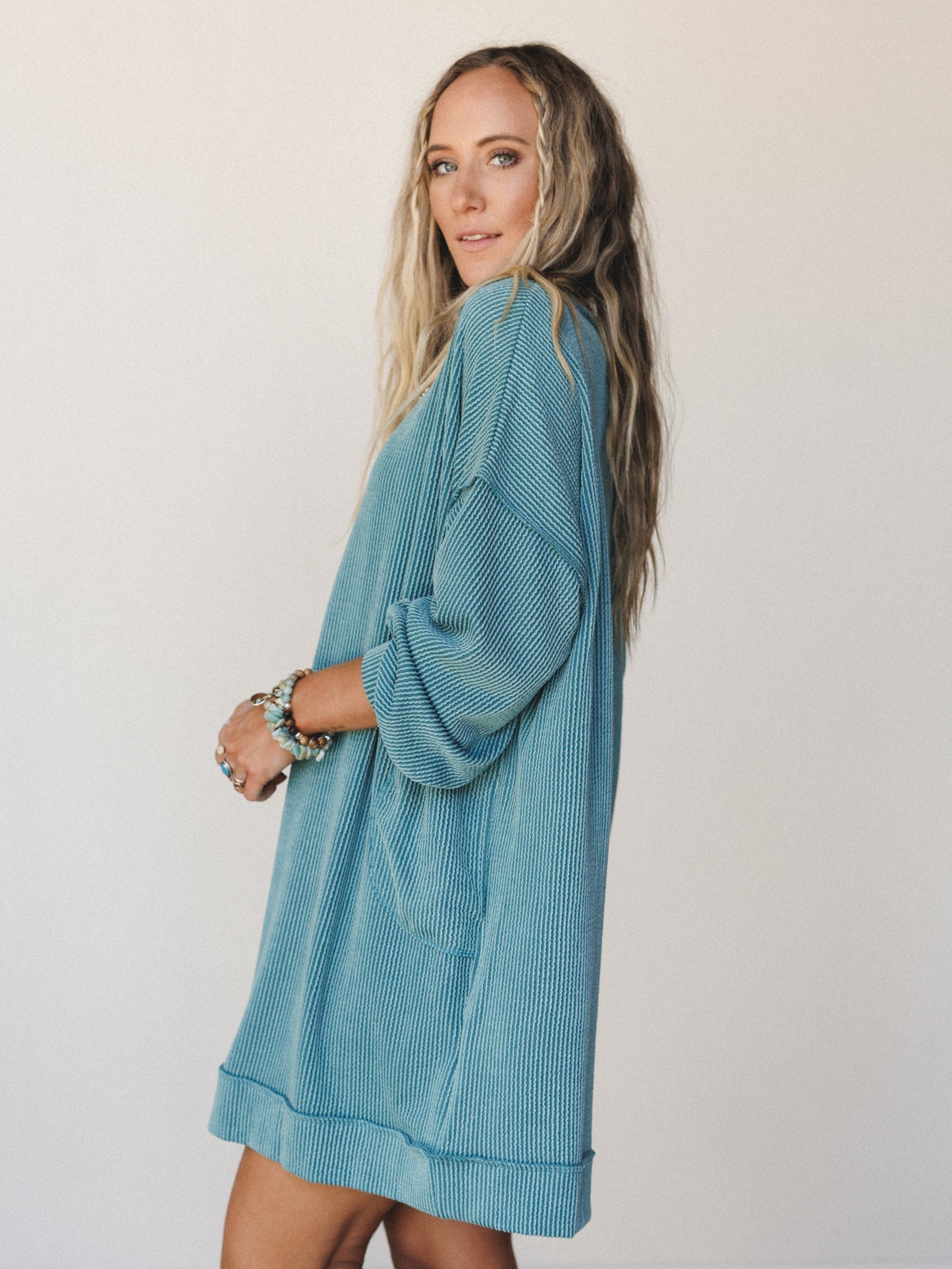 The Nest Moon Glow Long Sleeve Dress - Spruce