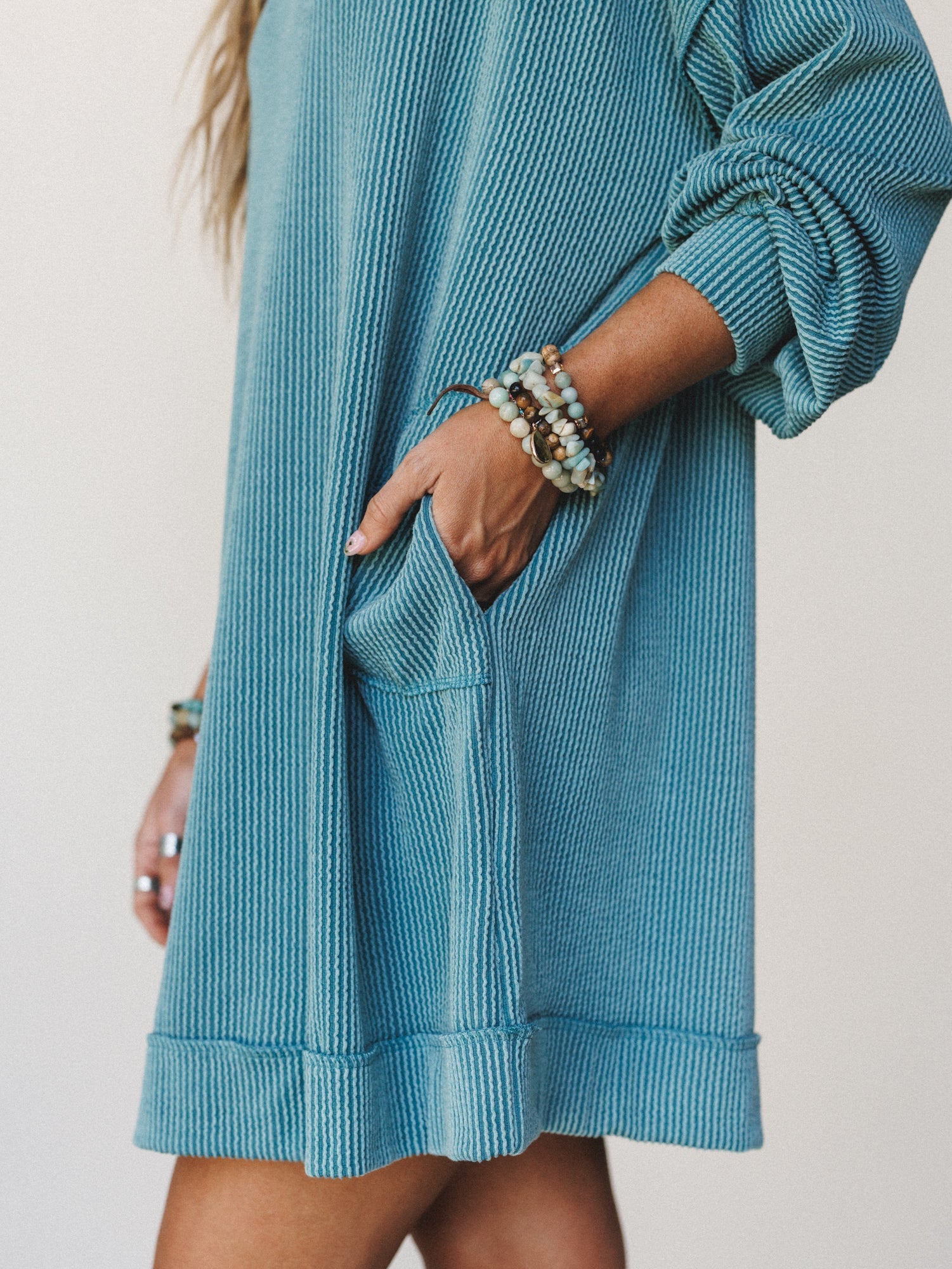 The Nest Moon Glow Long Sleeve Dress - Spruce
