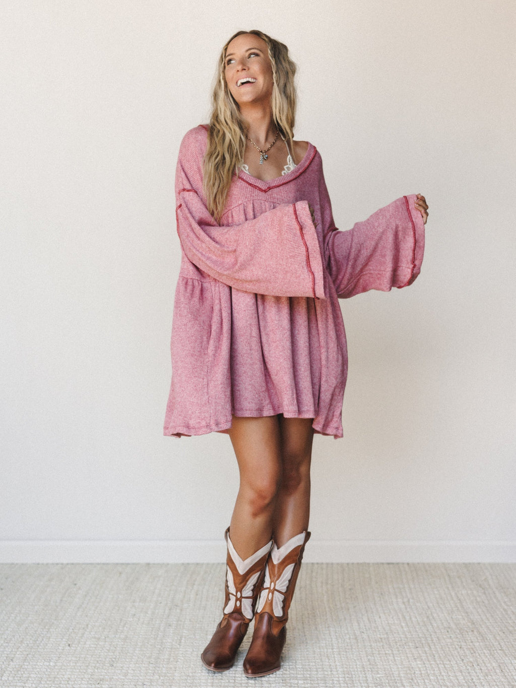 The Nest Carefree Mini Dress - Two Tone Mauve