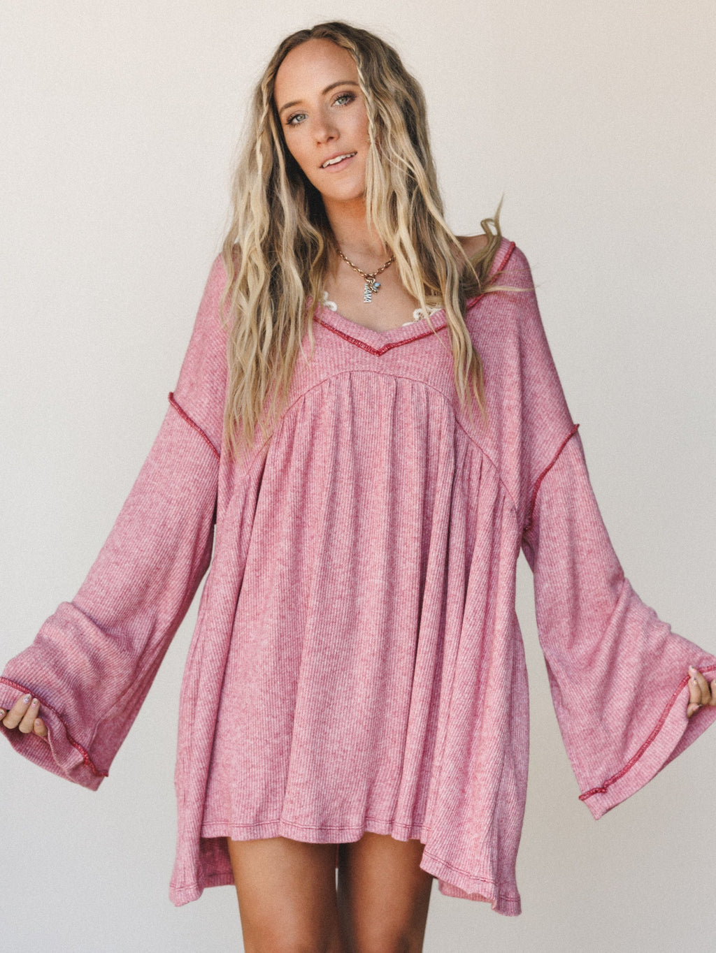 The Nest Carefree Mini Dress - Two Tone Mauve