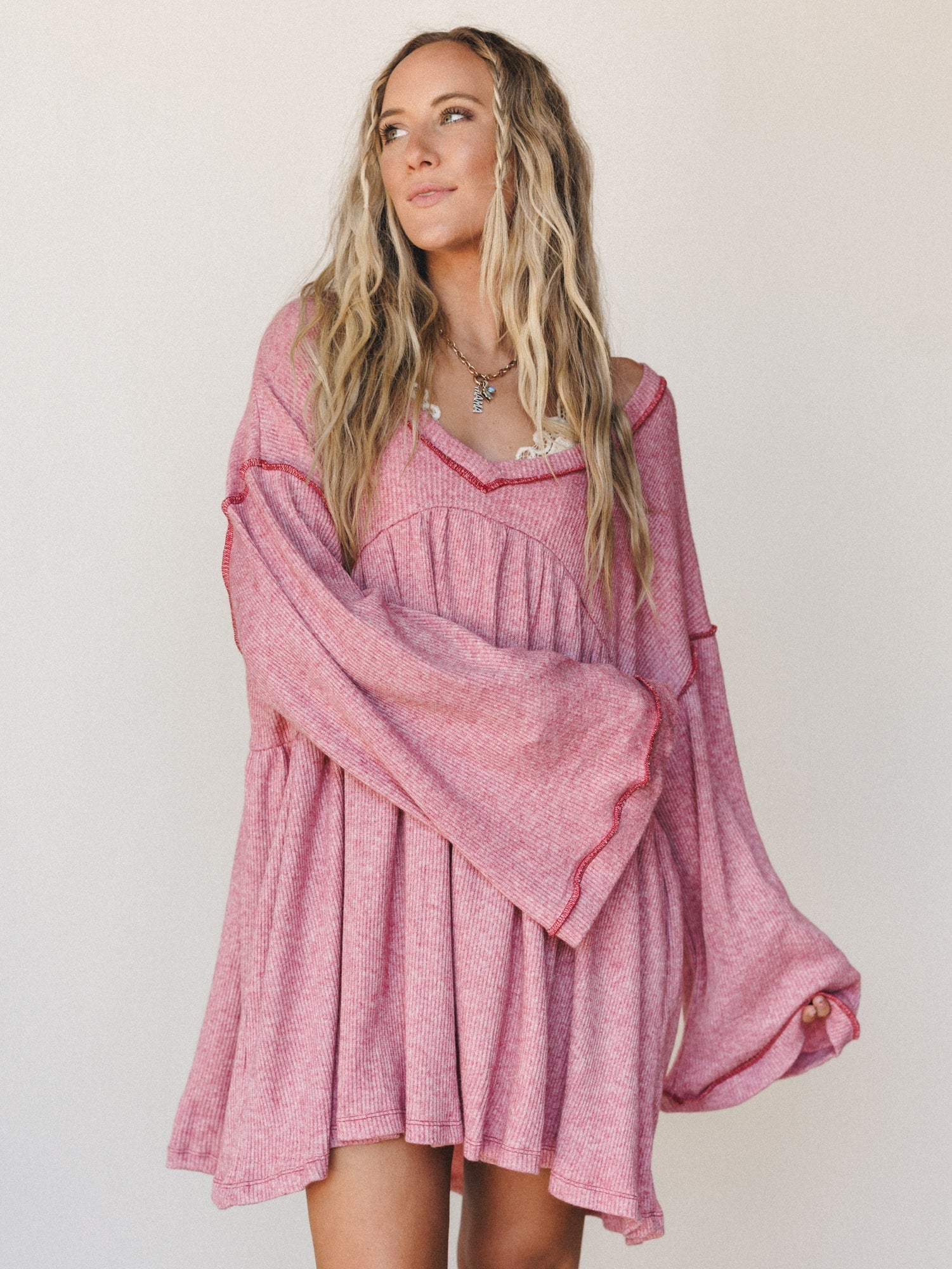 The Nest Carefree Mini Dress - Two Tone Mauve
