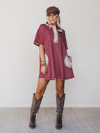 The Nest Jodi Tunic Dress - Two Tone Marsala