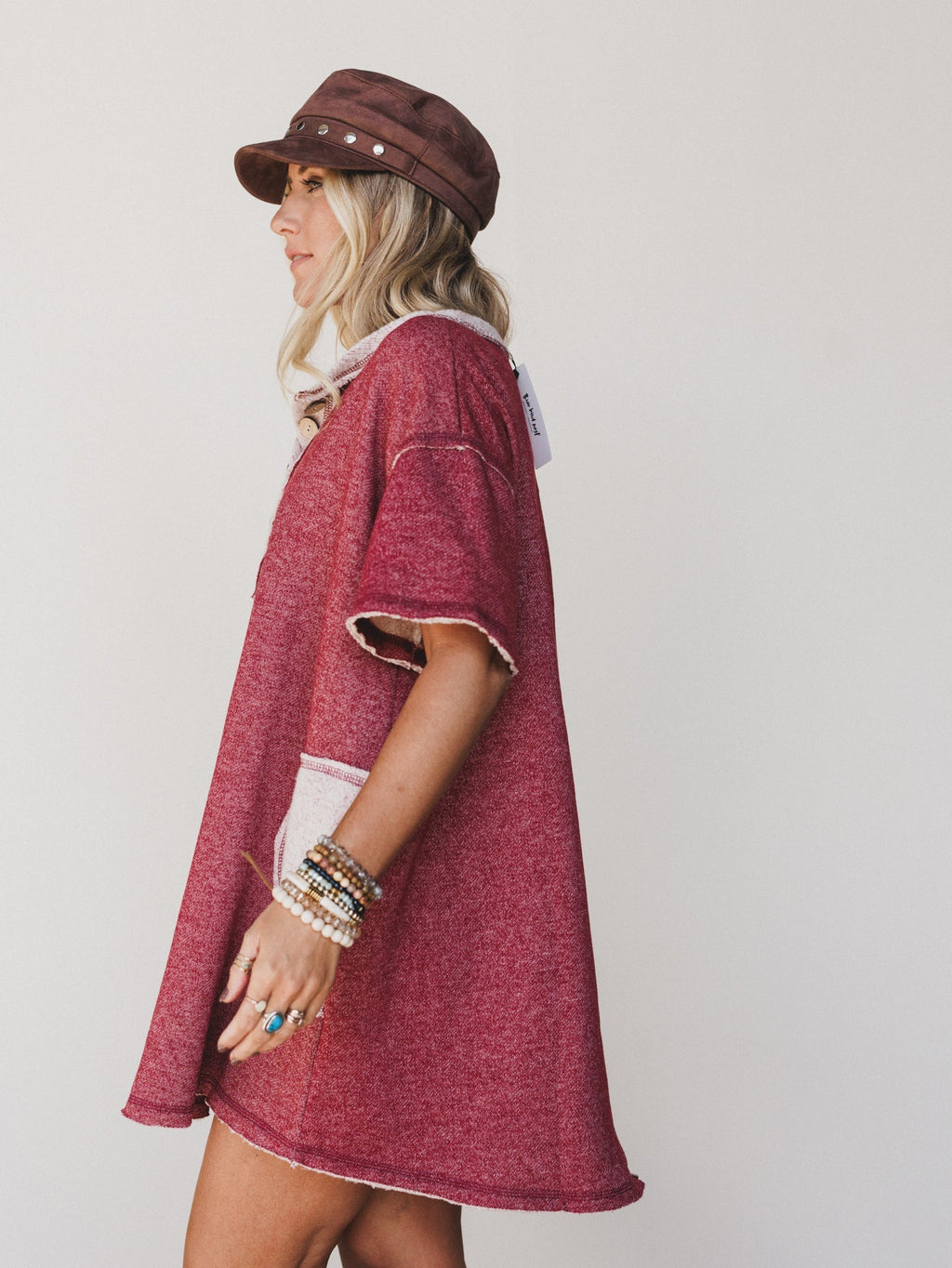 The Nest Jodi Tunic Dress - Two Tone Marsala