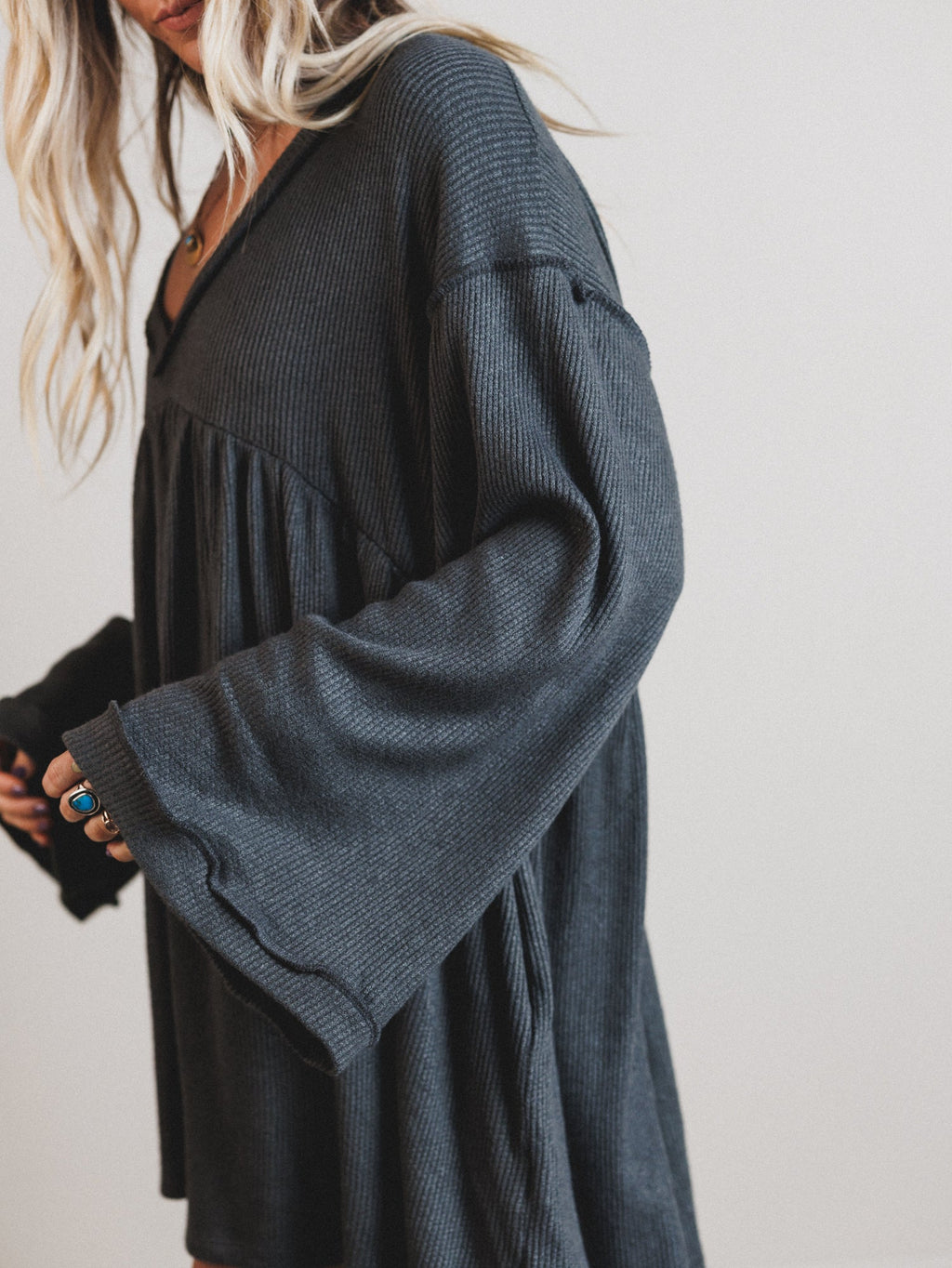 The Nest Carefree Mini Dress - Two Tone Charcoal