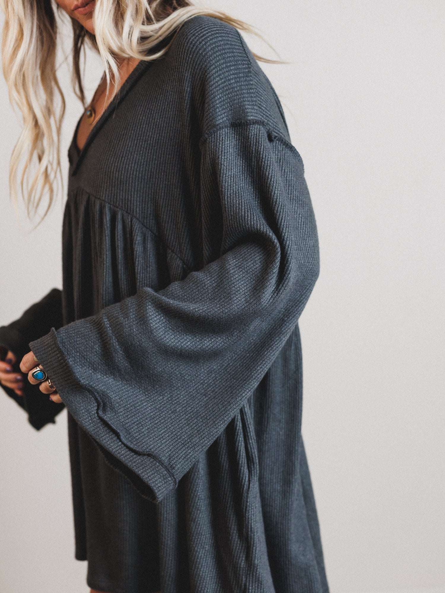 The Nest Carefree Mini Dress - Two Tone Charcoal