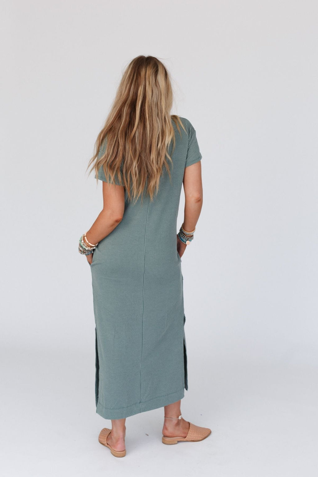 The Nest Easy Days Maxi Slit Tee Dress - Sea Foam